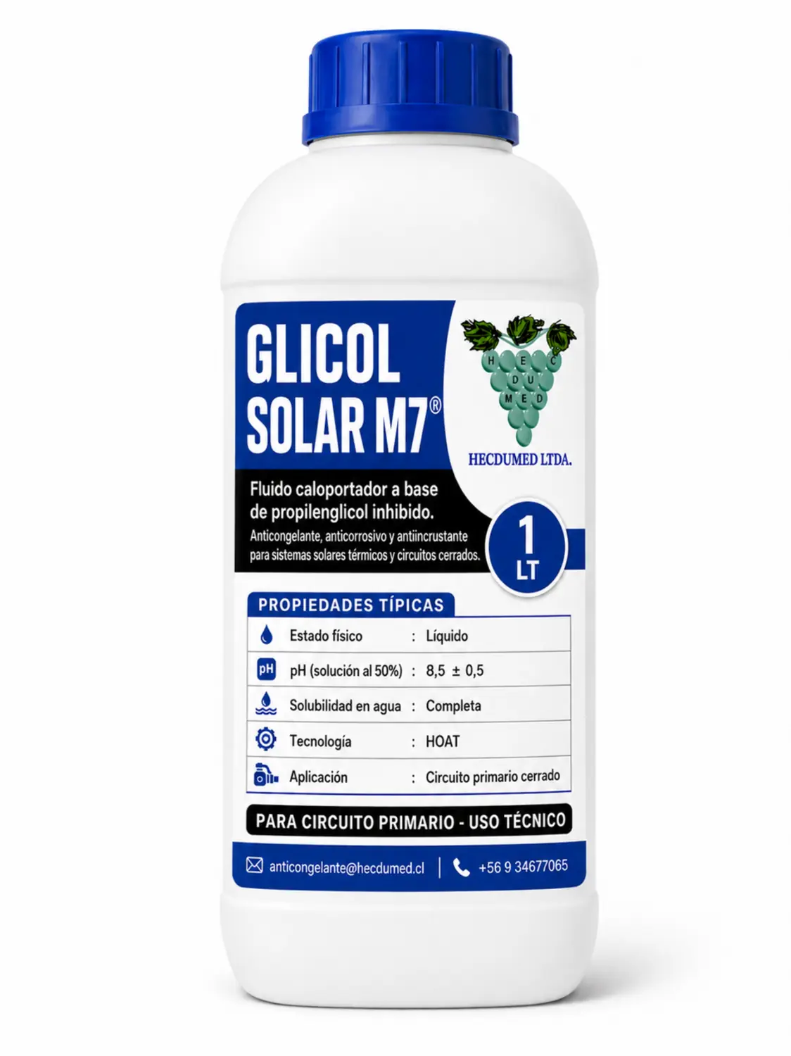 Envase 1 litro GLICOL SOLAR M7 anticongelante para Sistemas Solares Térmicos