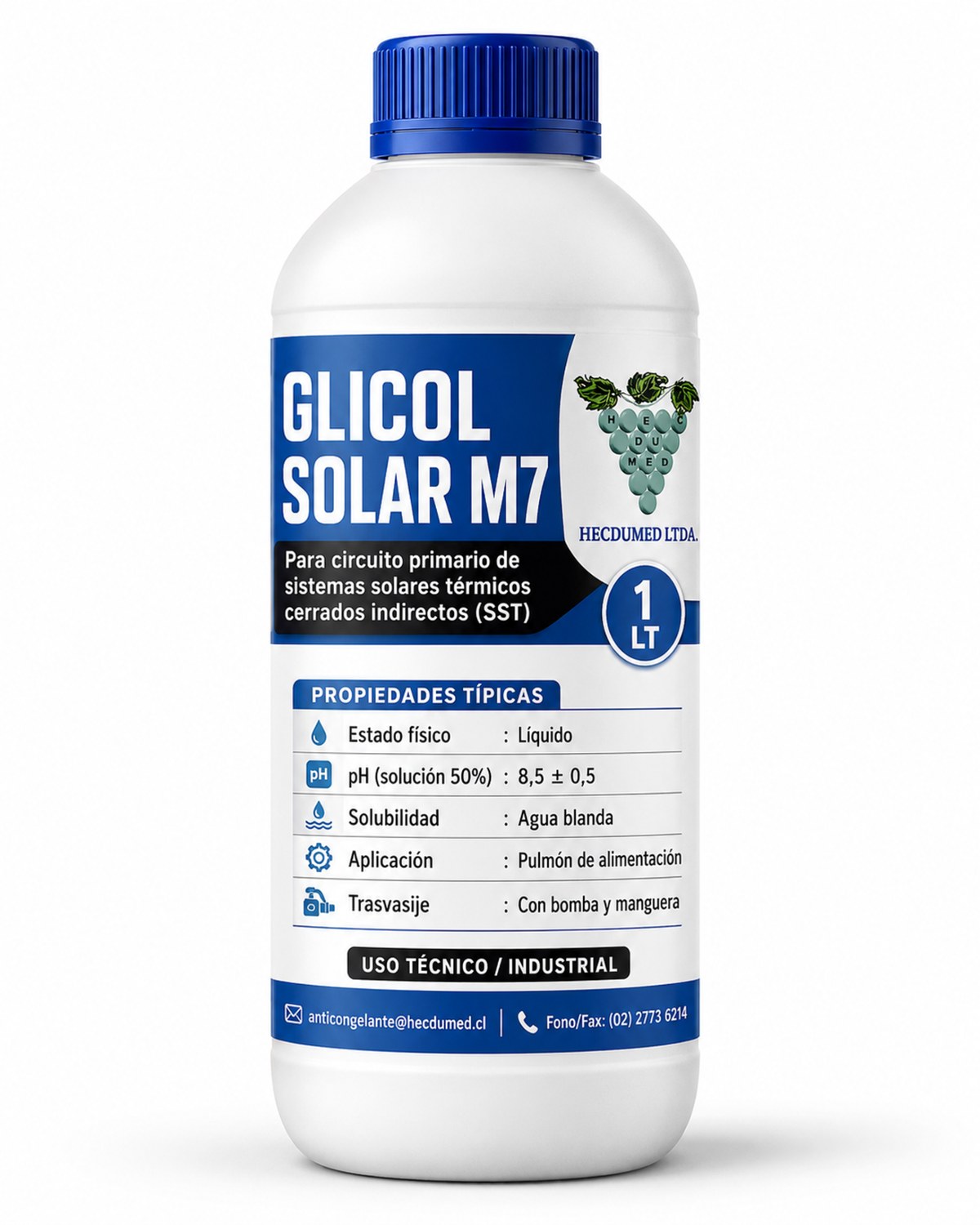 Envase 1 litro GLICOL SOLAR M7 anticongelante para Sistemas Solares Térmicos