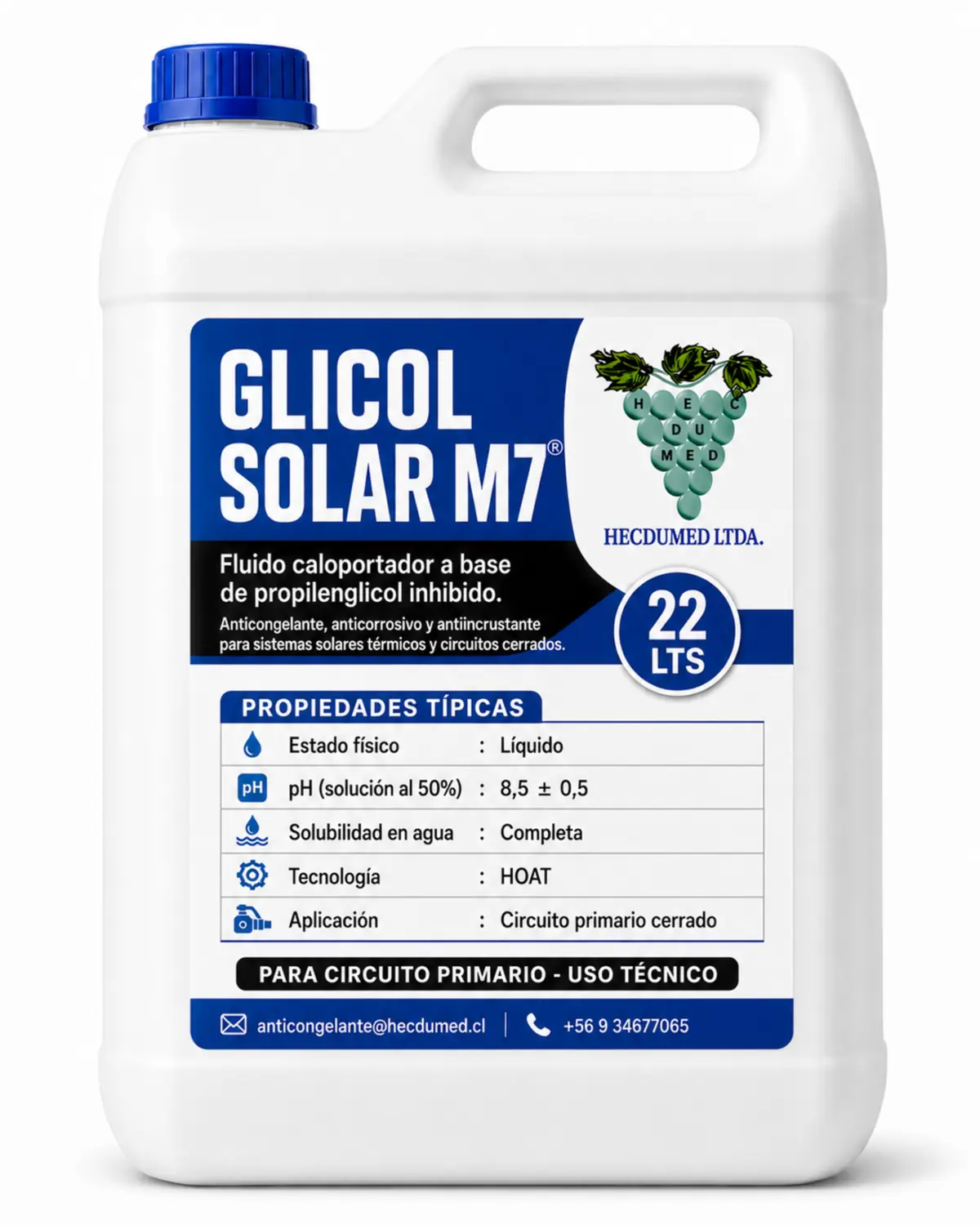 Bidón 22 litros GLICOL SOLAR M7 anticongelante para Sistemas Solares Térmicos