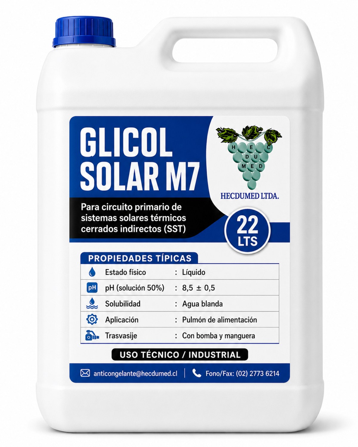 Bidón 22 litros GLICOL SOLAR M7 anticongelante para Sistemas Solares Térmicos